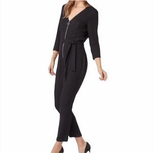 JustFab Zip-Front Wide-Leg Jumpsuit - Black S